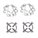 Maxbell 2 Pairs Non-piercing Stainless Steel Adjustable Screw Flower Nipple Shield