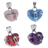 Maxbell 4 Pieces Locket Heart Cremation Keepsake Urn Pendant Human Pet Memorial