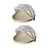 Maxbell 2 Pcs Bamboo Tent Basket Serving Food Outdoor Picnic Pop Up Round_S