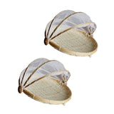 Maxbell 2 Pcs Bamboo Tent Basket Serving Food Outdoor Picnic Pop Up Round_S