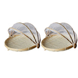 Maxbell 2 Pcs Bamboo Tent Basket Serving Food Outdoor Picnic Pop Up Round_S