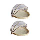 Maxbell 2 Pcs Bamboo Tent Basket Serving Food Outdoor Picnic Pop Up Round_S