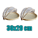 Maxbell 2 Pcs Bamboo Tent Basket Serving Food Outdoor Picnic Pop Up Round_S