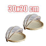 Maxbell 2 Pcs Bamboo Tent Basket Serving Food Outdoor Picnic Pop Up Round_S