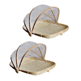 Maxbell Bamboo Tent Basket Serving Food Outdoor Picnic Pop Up Mesh Net Cover L + S