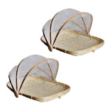 Maxbell Bamboo Tent Basket Serving Food Outdoor Picnic Pop Up Mesh Net Cover L + S