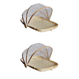 Maxbell Bamboo Tent Basket Serving Food Outdoor Picnic Pop Up Mesh Net Cover L + S