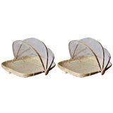 Maxbell Bamboo Tent Basket Serving Food Outdoor Picnic Pop Up Mesh Net Cover L + S