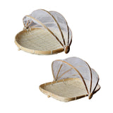 Maxbell 2pcs Bamboo Tent Basket Serving Food Outdoor Picnic Pop Up Mesh Net Cover S
