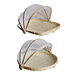 Maxbell 2pcs Bamboo Tent Basket Serving Food Outdoor Picnic Pop Up Mesh Net Cover S