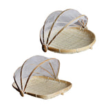 Maxbell 2pcs Bamboo Tent Basket Serving Food Outdoor Picnic Pop Up Mesh Net Cover S