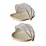 Maxbell 2pcs Bamboo Tent Basket Serving Food Outdoor Picnic Pop Up Mesh Net Cover S