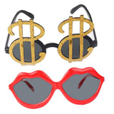 Maxbell 2xNovelty Gold US Dollar Sunglasses Red Lips Eye Glasses Funny Costume Party