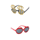 Maxbell 2xNovelty Gold US Dollar Sunglasses Red Lips Eye Glasses Funny Costume Party