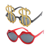 Maxbell 2xNovelty Gold US Dollar Sunglasses Red Lips Eye Glasses Funny Costume Party