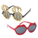 Maxbell 2xNovelty Gold US Dollar Sunglasses Red Lips Eye Glasses Funny Costume Party
