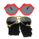 Maxbell 2 Novelty Red Lips Sunglasses Beard Glasses 70s Disco Costume