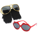 Maxbell 2 Novelty Red Lips Sunglasses Beard Glasses 70s Disco Costume