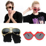 Maxbell 2 Novelty Red Lips Sunglasses Beard Glasses 70s Disco Costume
