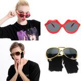Maxbell 2 Novelty Red Lips Sunglasses Beard Glasses 70s Disco Costume