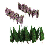 Maxbell Model Trees w/ Pink and Green Flowers Pagoda Trees Train Railroad Scenery