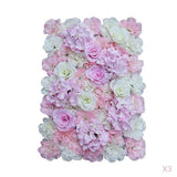 Maxbell 3 Pieces Artificial Flower Wall Panels Wedding Venue Decor Pink White