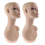 Maxbell ABS Female Wig Mannequin Head Hairpiece Jewelry Hat Display Bust Stand 2pcs