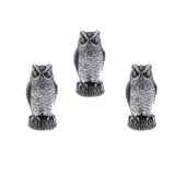 Maxbell 3Pcs Owl Falcon Decoy Statue Yard Garden Crow Scarecrow Outdoor Deterrent