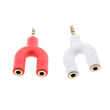 Maxbell 3.5mm Double Jack Y Audio Splitter Earphone Headphone Adapter White + Red