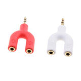 Maxbell 3.5mm Double Jack Y Audio Splitter Earphone Headphone Adapter White + Red