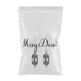 Maxbell 2x Iron Chain Hanging Glass Candlestick Candle Holder Lantern Lamp Black