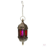Maxbell 2x Iron Chain Hanging Glass Candlestick Candle Holder Lantern Lamp Brown