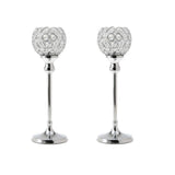 Maxbell 2pcs 35cm Globe Pillar Candle Holder Wedding Banquet Centerpiece Silver