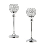 Maxbell 2pcs 35cm Globe Pillar Candle Holder Wedding Banquet Centerpiece Silver