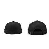 Maxbell 2 Pieces Retro Eaves Flange Landlord Biker Caps Fashion Docker Beanie Black