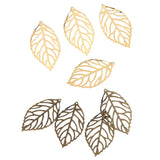 Maxbell 200 Pieces Hollow Filigree Charms Leaf Pendant Bridal Headdress DIY Supplies