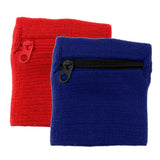 Maxbell 2Pieces Outdoor Sports Fitness Soft Wristband Sweatband Wallet Zipper Pocket