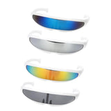 Maxbell 4 Piece Futuristic Narrow Cyclops Color Mirrored Lens Visor Sunglasses Party