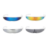 Maxbell 4 Piece Futuristic Narrow Cyclops Color Mirrored Lens Visor Sunglasses Party