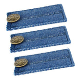 Maxbell 3 Pieces Blue Denim Jeans Pants Skirt Waist Extender Button Waist Expander