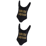 Maxbell Women's Black Bride Squad Swimwear Beach Bathing Bikini Swimsuit Summer M L