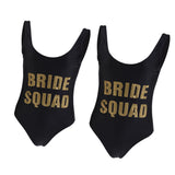 Maxbell Women's Black Bride Squad Swimwear Beach Bathing Bikini Swimsuit Summer M L