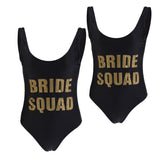 Maxbell Women's Black Bride Squad Swimwear Beach Bathing Bikini Swimsuit Summer M L