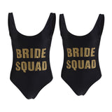 Maxbell Women's Black Bride Squad Swimwear Beach Bathing Bikini Swimsuit Summer M L