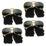 Maxbell 4 Pieces Sunglasses Funny Beard Glasses 70s Disco Costume Prop