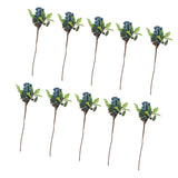 Maxbell 10Pcs Plastic Artificial Plant Fruit Berries Branches Home Cafe Decor Blue