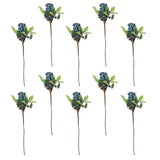 Maxbell 10Pcs Plastic Artificial Plant Fruit Berries Branches Home Cafe Decor Blue
