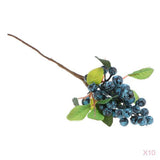 Maxbell 10Pcs Plastic Artificial Plant Fruit Berries Branches Home Cafe Decor Blue