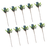 Maxbell 10Pcs Plastic Artificial Plant Fruit Berries Branches Home Cafe Decor Blue