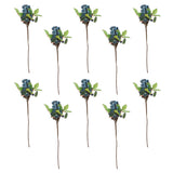 Maxbell 10Pcs Plastic Artificial Plant Fruit Berries Branches Home Cafe Decor Blue